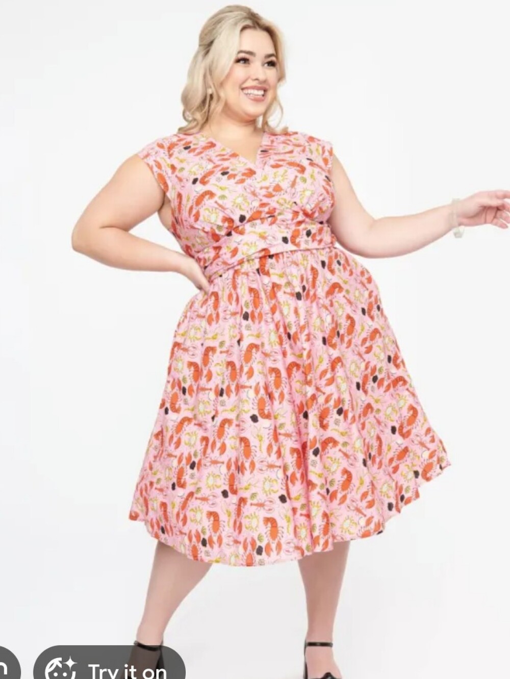 NWT Retrolicious Greta Swing Dress with Red Lobster Print